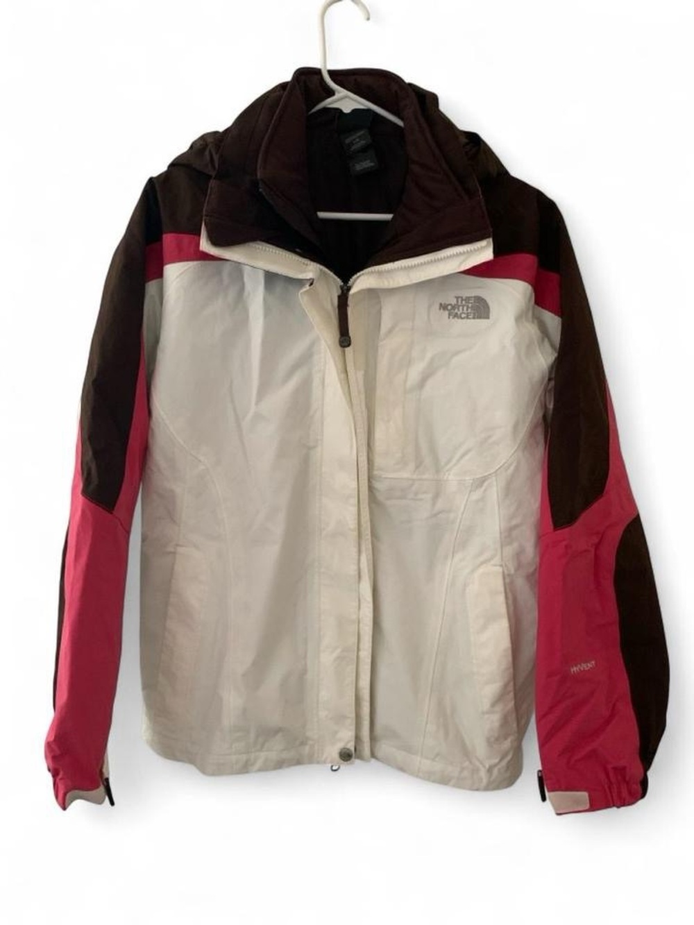 Vintage TNF Y2K Hyvent Colorblock Ski Jacket White Pink Brown Puffer Women’s L